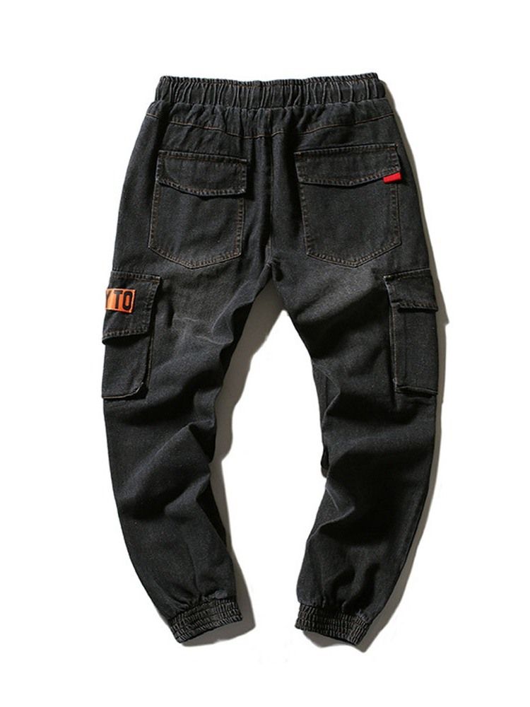 Calça Jeans Casual Masculina De Cintura Fina Com Cadarço E Cintura Média
