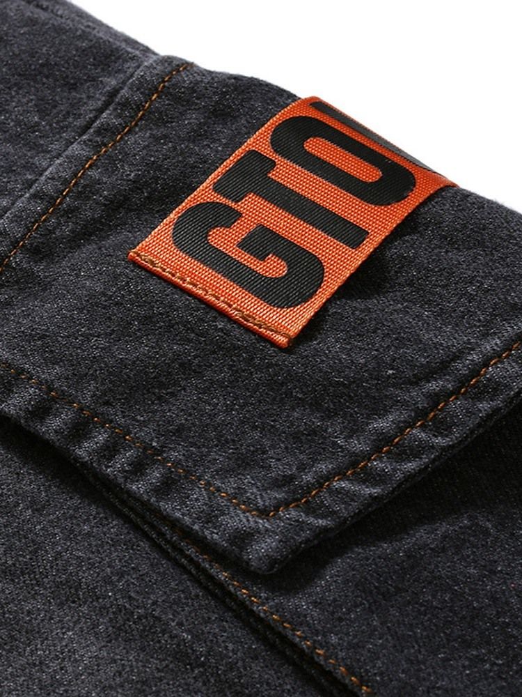 Calça Jeans Casual Masculina De Cintura Fina Com Cadarço E Cintura Média