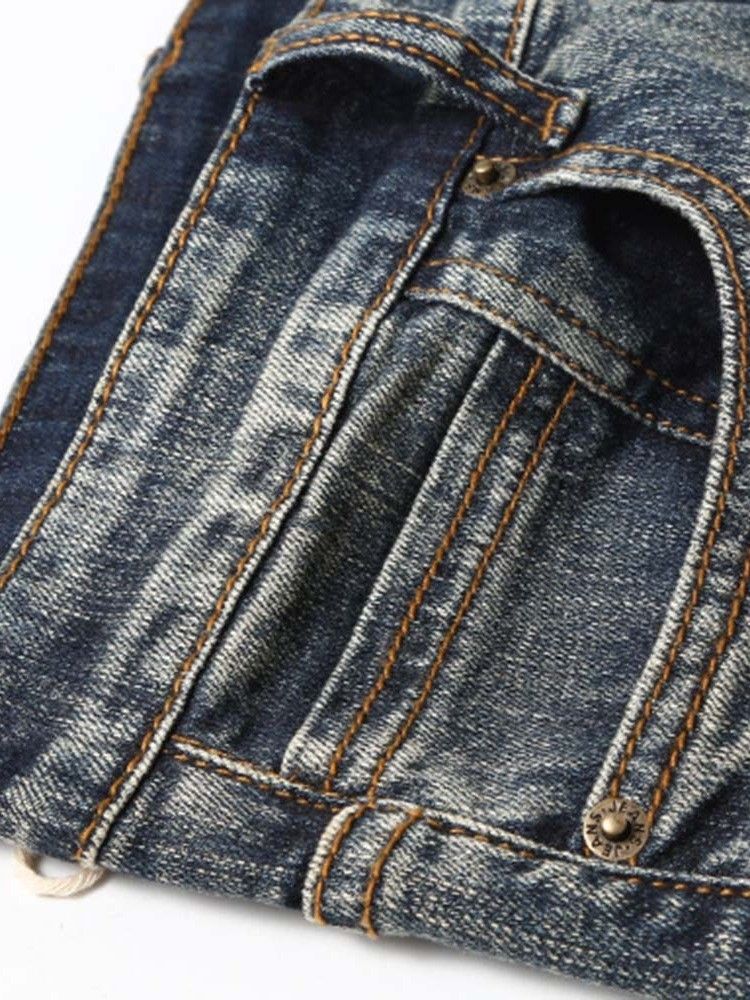 Calça Jeans Casual Masculina De Cintura Média