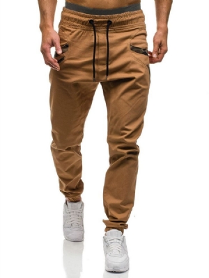 Calça Jeans Casual Masculina Com Cadarço Colorido