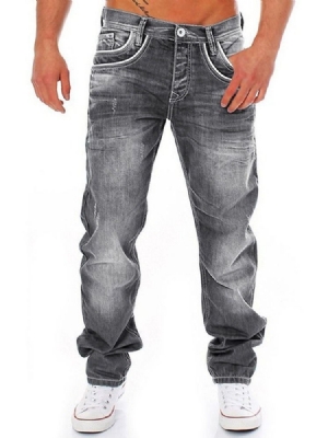 Calça Jeans Casual Masculina Com Zíper