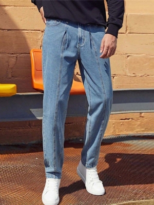 Calça Jeans Casual Masculina Com Zíper