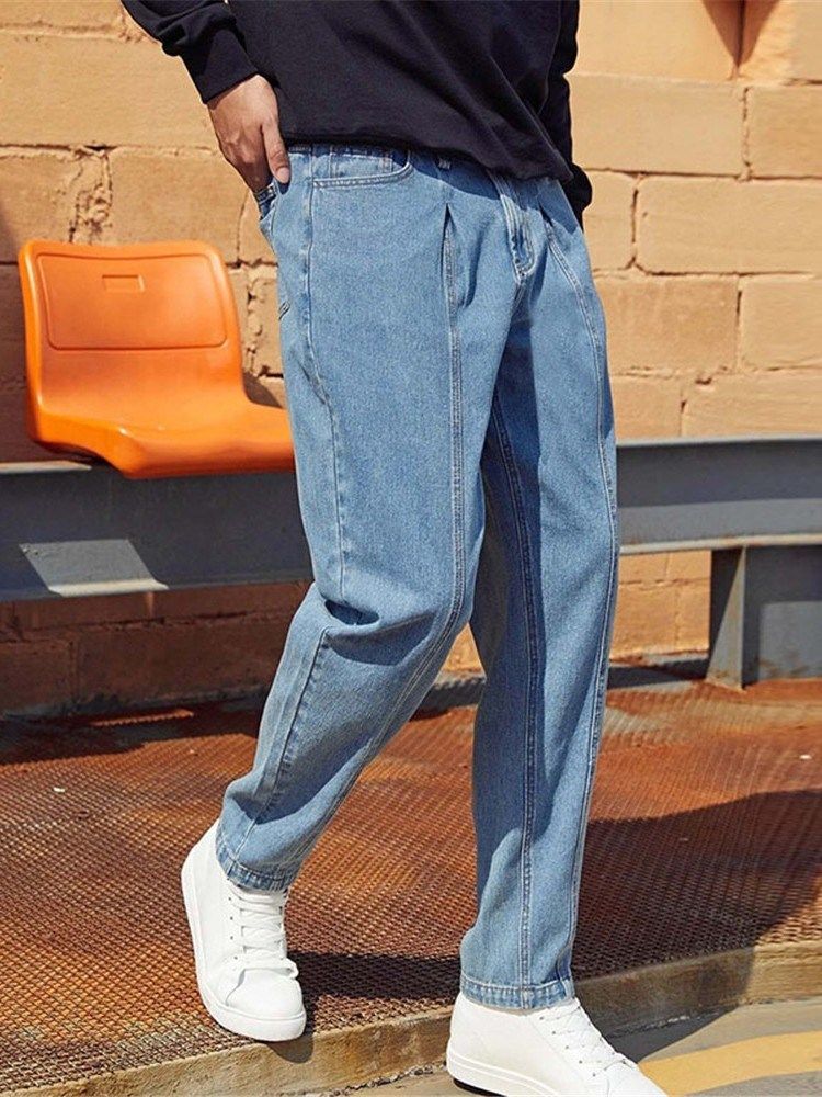 Calça Jeans Casual Masculina Com Zíper