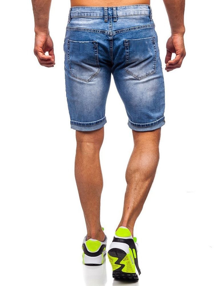 Calça Jeans Casual Masculina Com Zíper De Bolso Reto