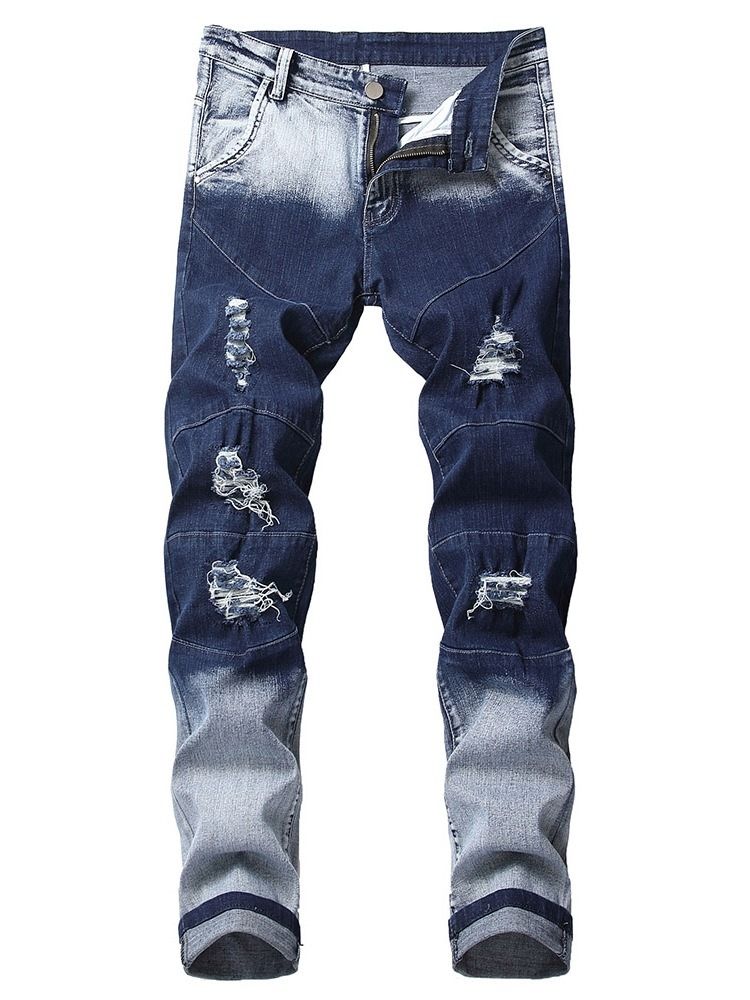 Calça Jeans Casual Masculina Com Zíper Colorido