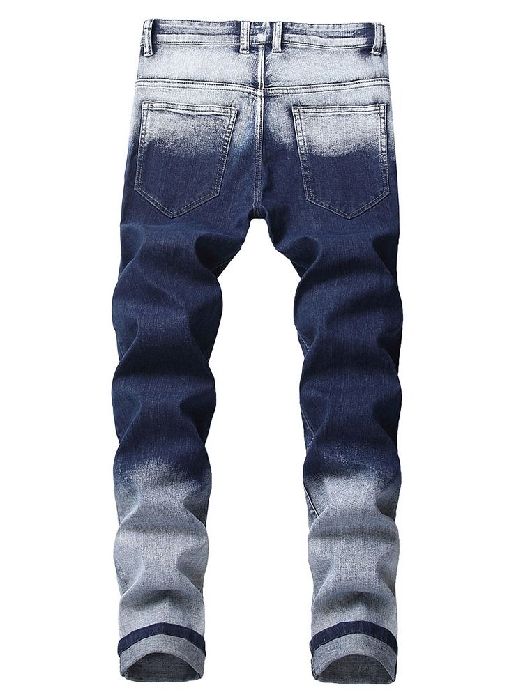 Calça Jeans Casual Masculina Com Zíper Colorido