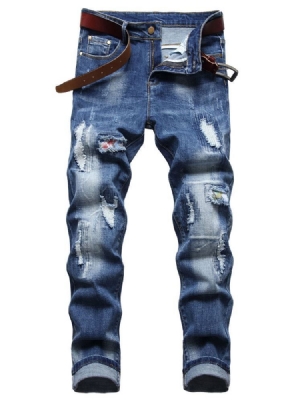 Calça Jeans Casual Masculina Com Zíper Simples