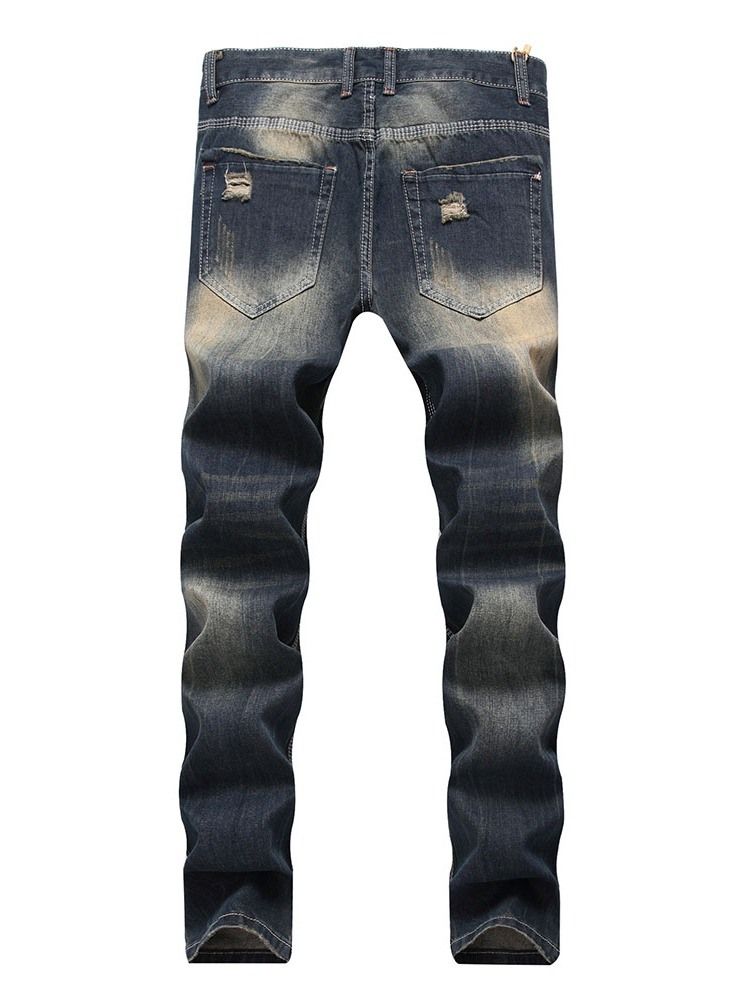 Calça Jeans Casual Masculina Reta Com Zíper