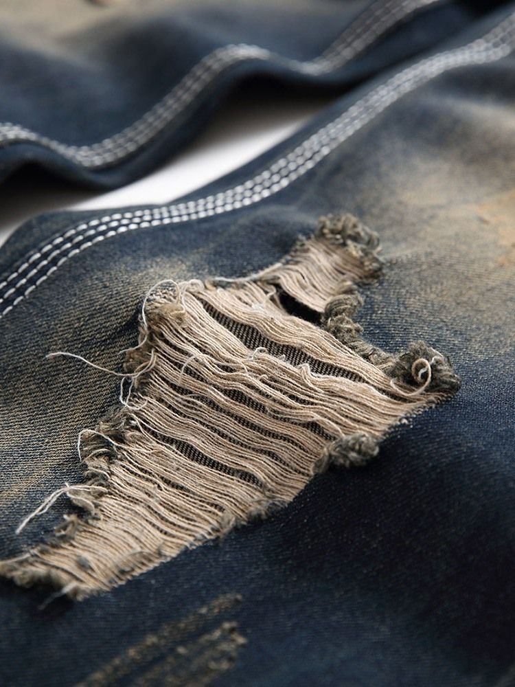 Calça Jeans Casual Masculina Reta Com Zíper