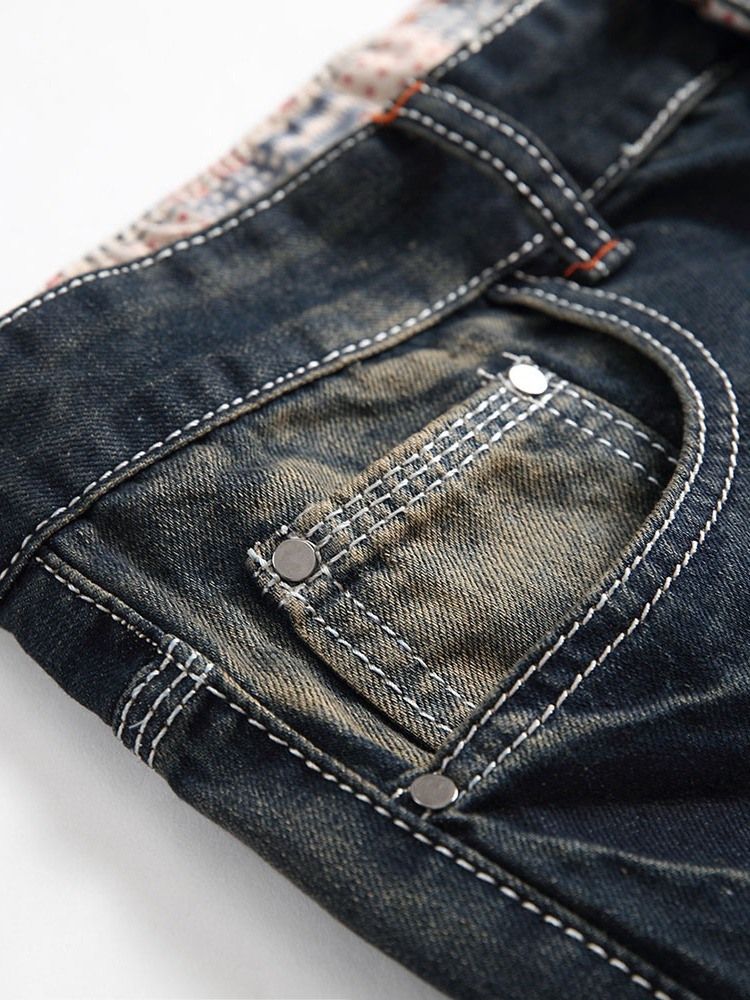 Calça Jeans Casual Masculina Reta Com Zíper