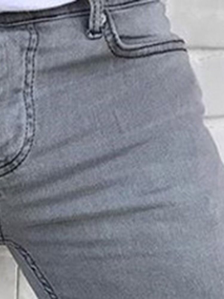 Calça Jeans De Cintura Baixa Masculina Com Zíper Liso