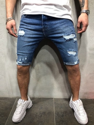 Calça Jeans De Cintura Média Masculina Com Zíper De Bolso