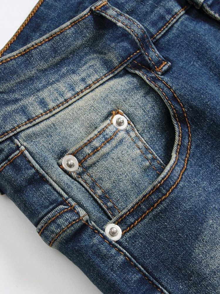 Calça Jeans De Cintura Média Masculina Com Zíper Reto