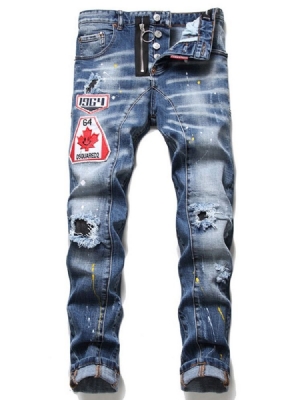Calça Jeans De Cintura Média Masculina Masculina Reta