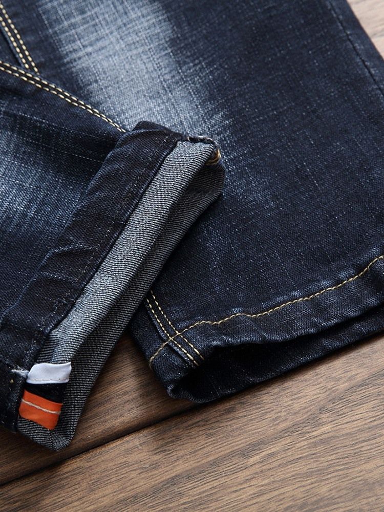 Calça Jeans De Cintura Média Masculina Reta Vestida
