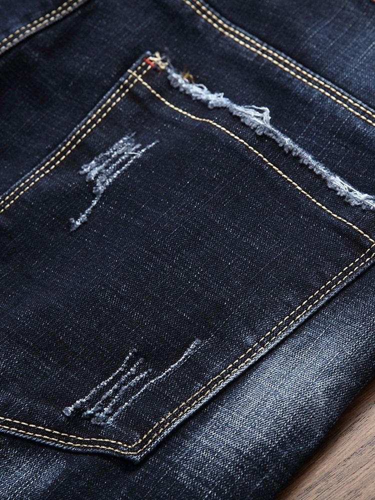 Calça Jeans De Cintura Média Masculina Reta Vestida