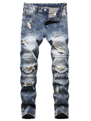 Calça Jeans Com Zíper De Cintura Reta E Cintura Média