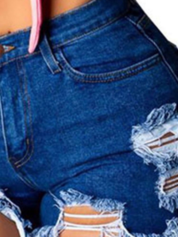 Calça Jeans Feminina De Bolso Liso Sexy Com Zíper Rasgado