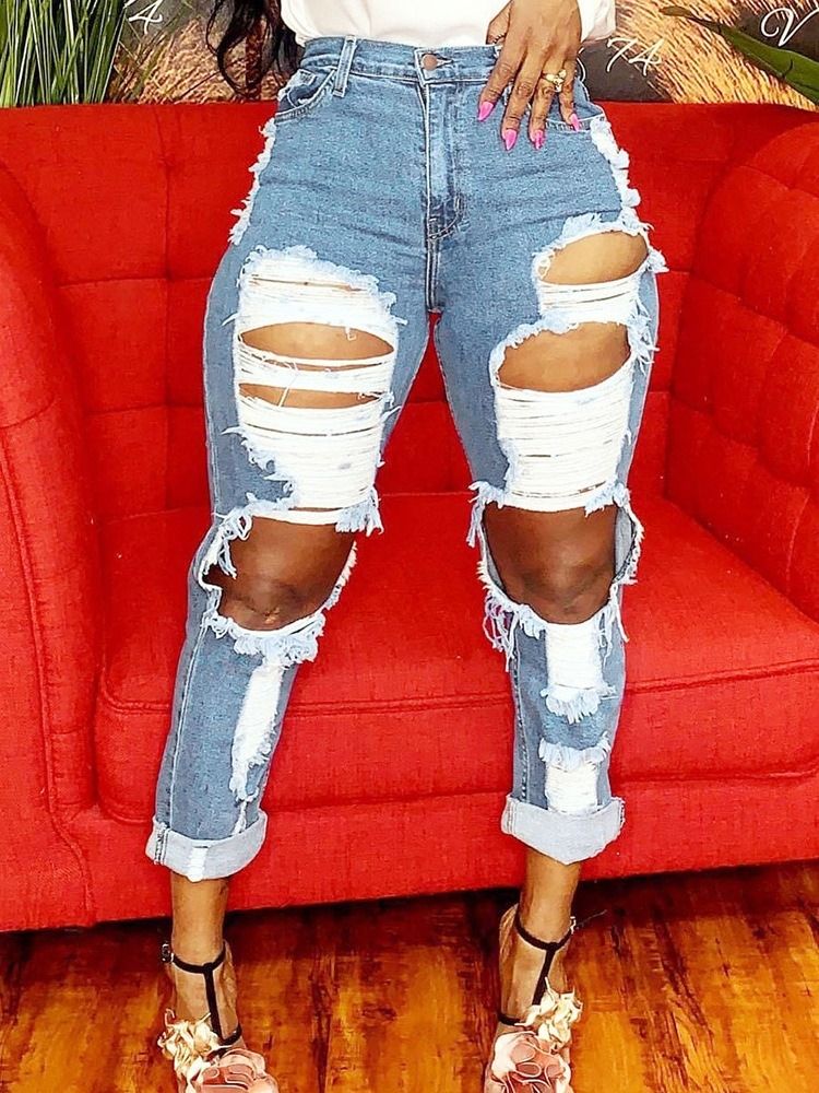 Calça Jeans Feminina E Lavável Com Zíper