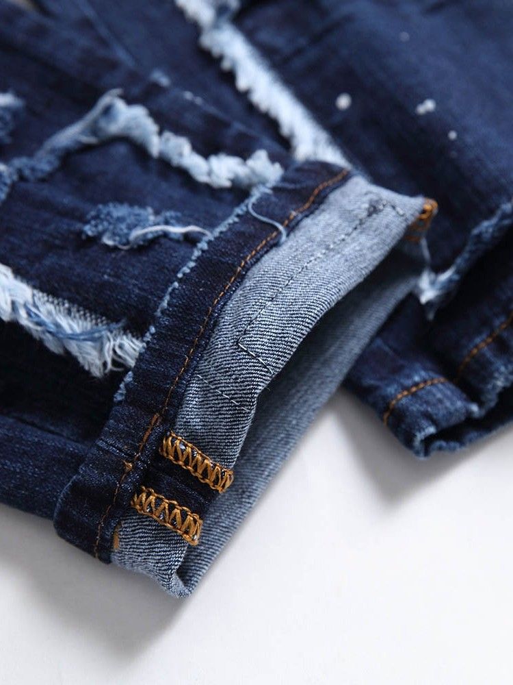 Calça Jeans Feminina Europeia De Botão Reto Masculino Com Letras Usadas