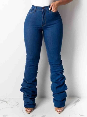 Calça Jeans Feminina Lisa Magra Cintura Alta
