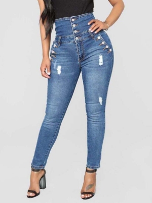 Calça Jeans Feminina Slim Com Cintura Alta