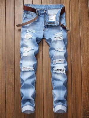 Calça Jeans Homem Cintura Metade Com Zíper Simples