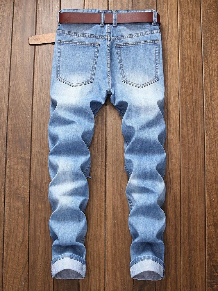 Calça Jeans Homem Cintura Metade Com Zíper Simples