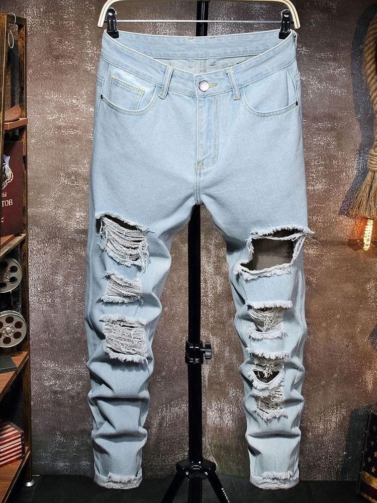 Calça Jeans Justa Masculina Com Zíper De Cintura Média Usada