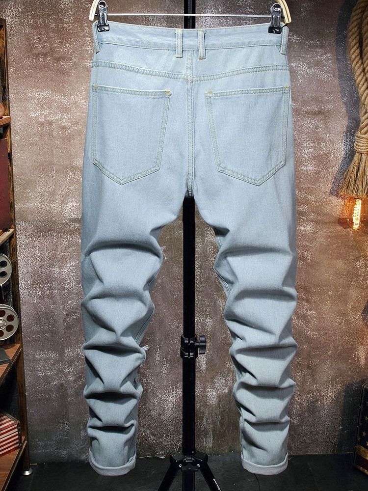 Calça Jeans Justa Masculina Com Zíper De Cintura Média Usada