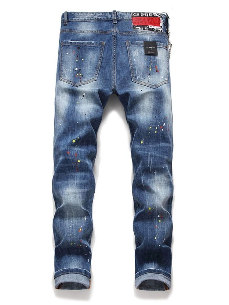 Calça Jeans Justa Masculina Europeia De Cintura Média
