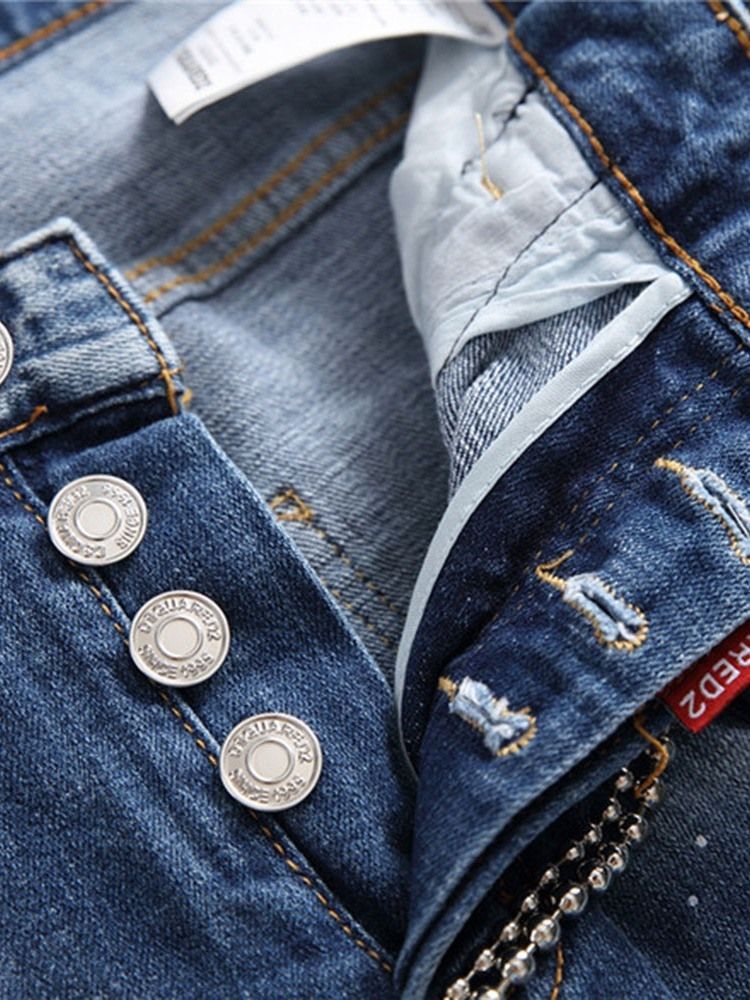 Calça Jeans Justa Masculina Europeia De Cintura Média