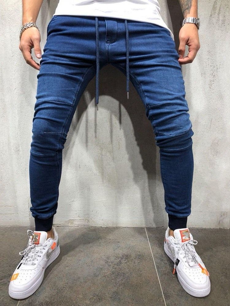 Calça Jeans Lisa Masculina Com Cintura Baixa