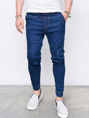 Calça Jeans Lisa Masculina Com Cintura Média