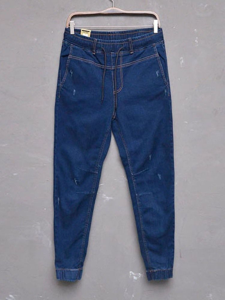 Calça Jeans Lisa Masculina Com Cintura Média