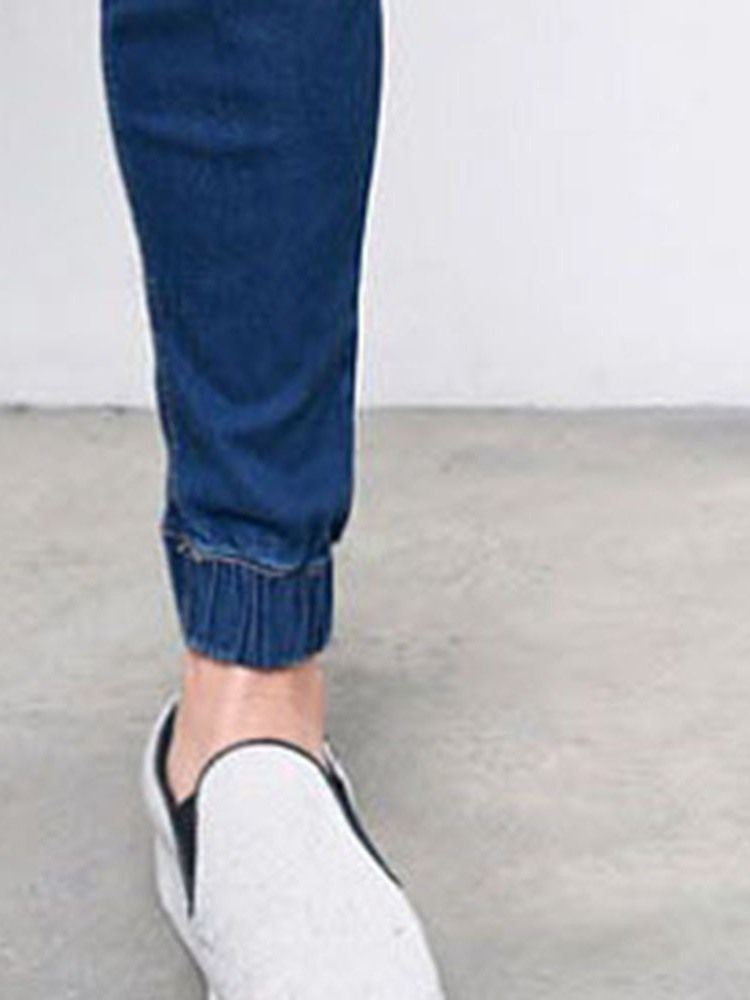 Calça Jeans Lisa Masculina Com Cintura Média