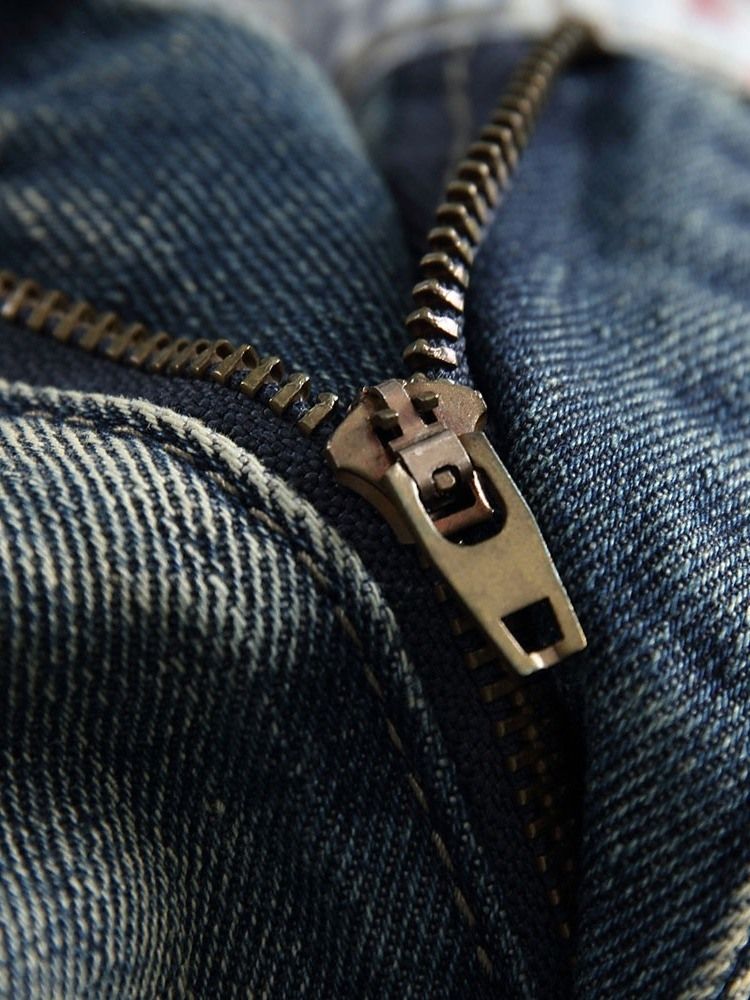 Calça Jeans Lisa Masculina Com Zíper Reto Casual
