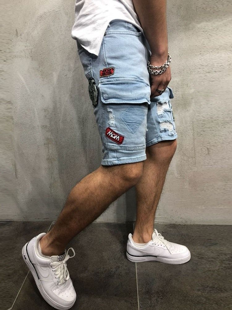 Calça Jeans Masculina De Cintura Fina Com Bolso Fino