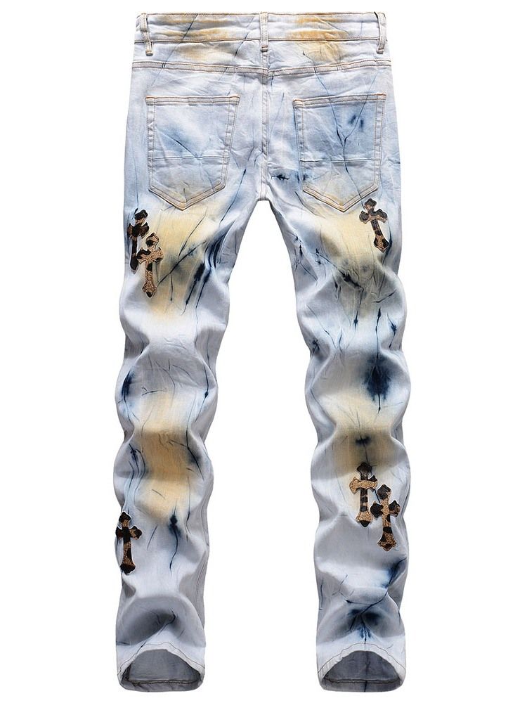Calça Jeans Masculina De Cintura Média Hole European