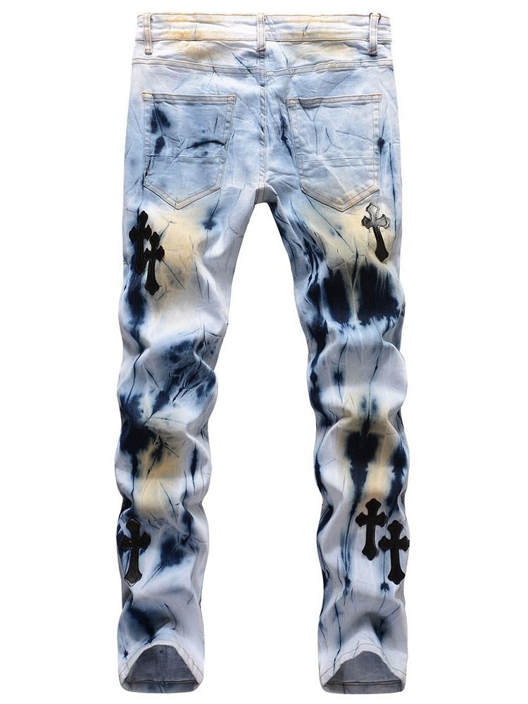 Calça Jeans Masculina De Cintura Média Hole European
