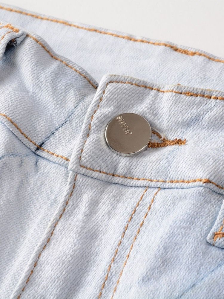Calça Jeans Masculina De Cintura Média Hole European