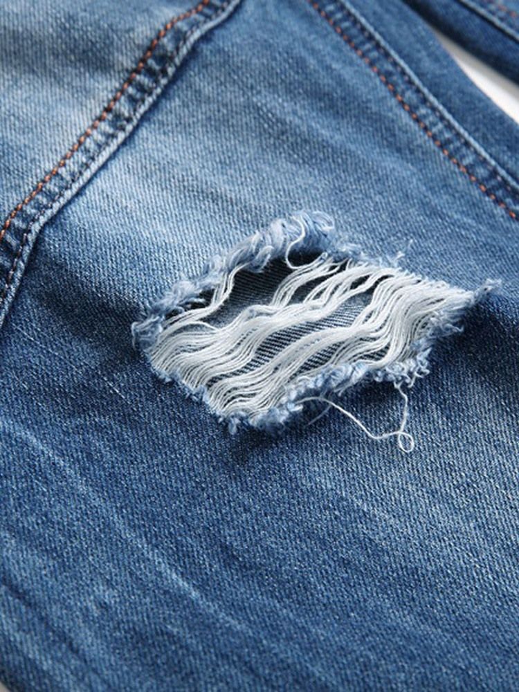 Calça Jeans Masculina Com Zíper De Cintura Média E Camuflagem Reta