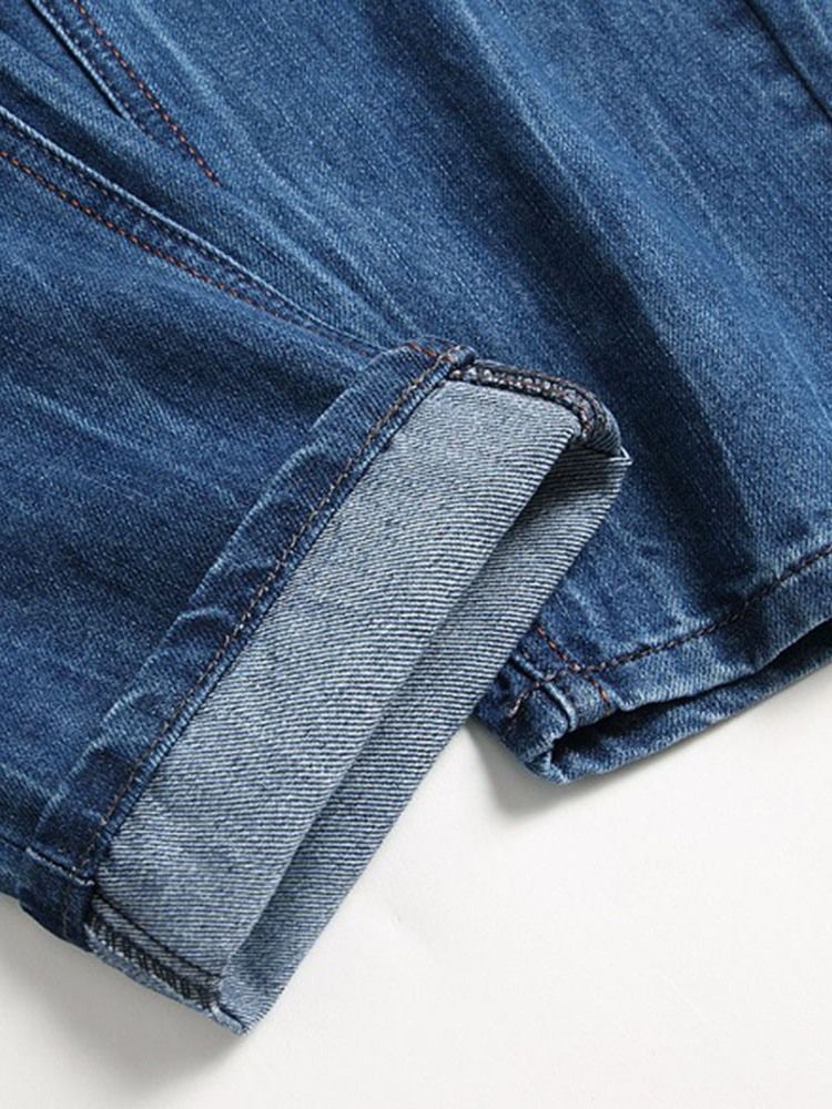 Calça Jeans Masculina Com Zíper De Cintura Média E Camuflagem Reta