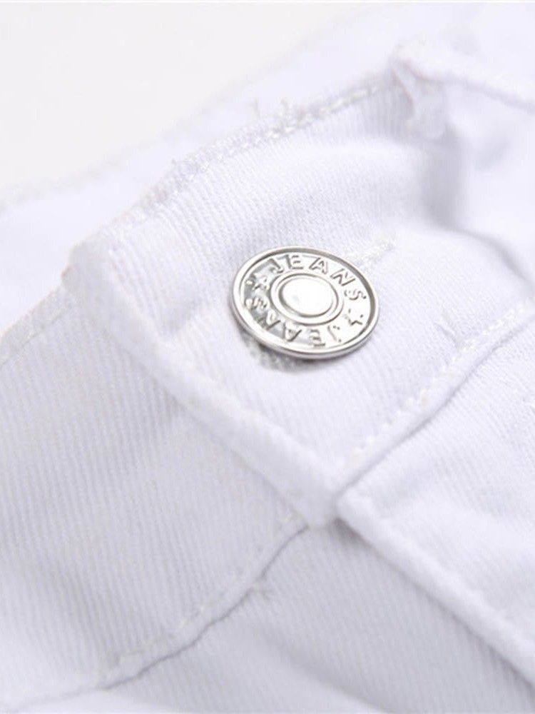 Calça Jeans Masculina Com Zíper De Cintura Média Estampa Reta