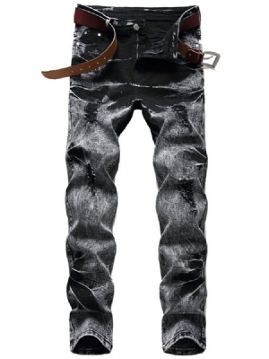 Calça Jeans Masculina Europeia Com Cintura Média E Reta