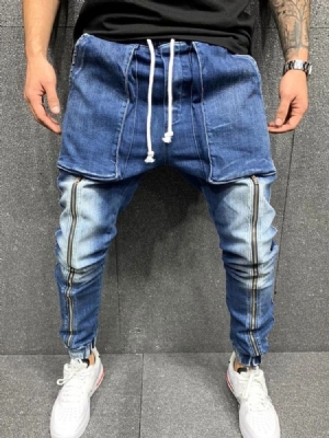 Calça Jeans Masculina Hip Hop Com Cadarço
