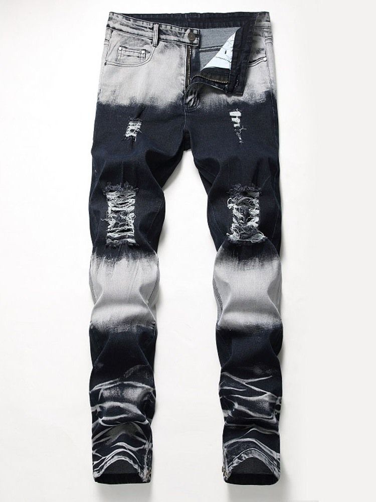 Calça Jeans Masculina Masculina Justa Com Zíper Colorido Usado