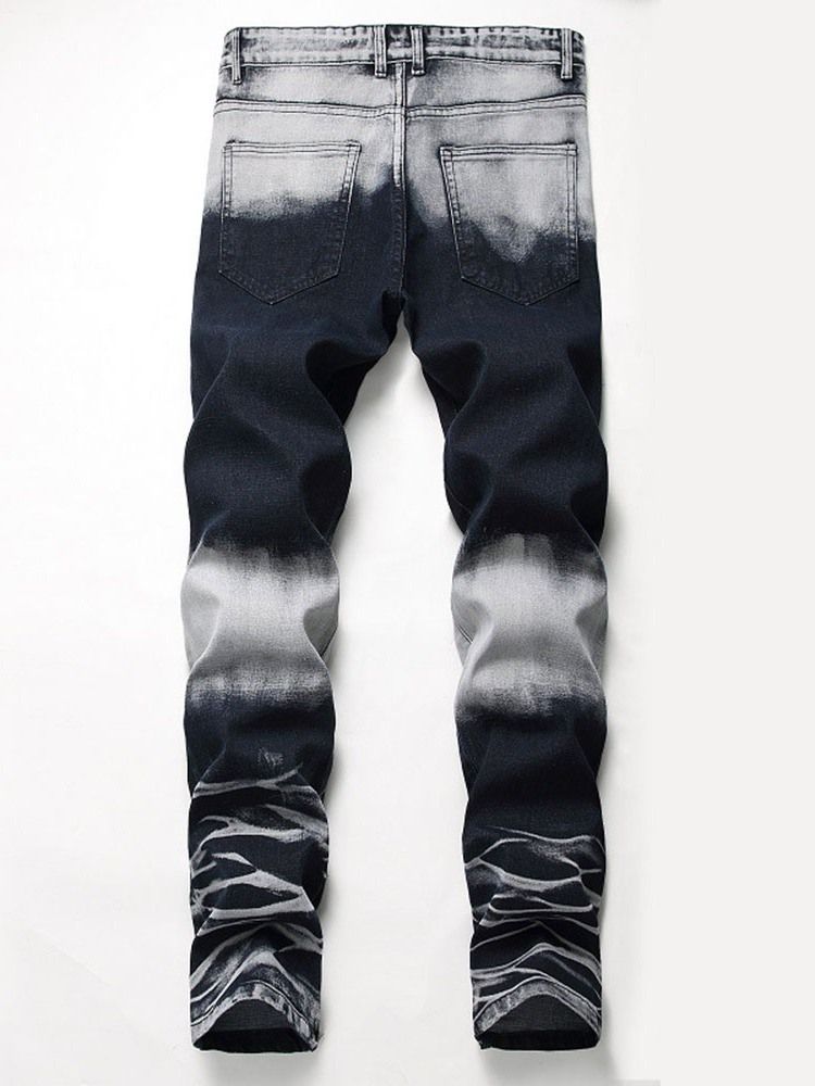 Calça Jeans Masculina Masculina Justa Com Zíper Colorido Usado