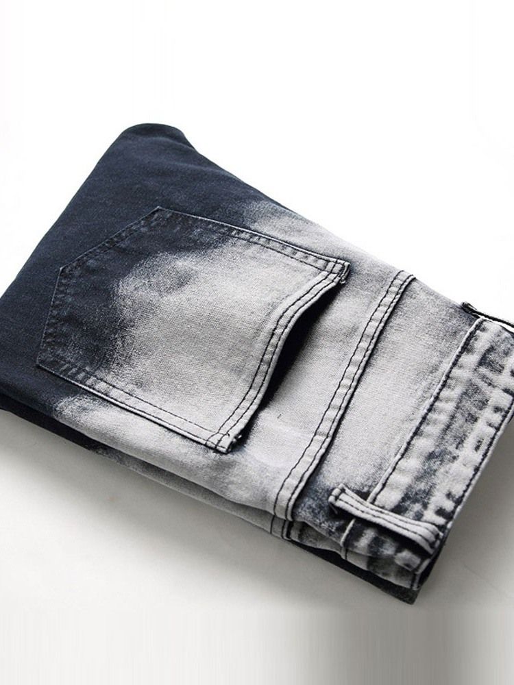 Calça Jeans Masculina Masculina Justa Com Zíper Colorido Usado