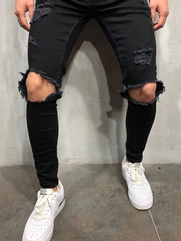 Calça Jeans Masculina Lisa Com Zíper